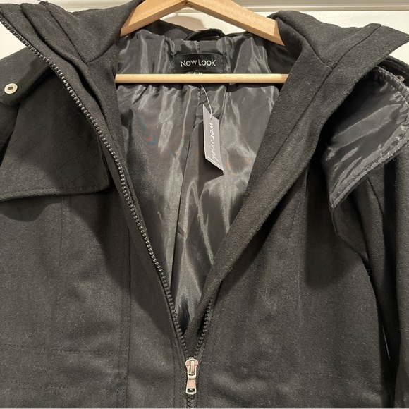 Wet Seal Fur Hood Wool Black Jacket - Picture 2 of 3